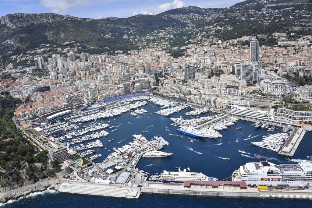 Port Hercule, Monaco is a popular yacht marina in the French Riviera 